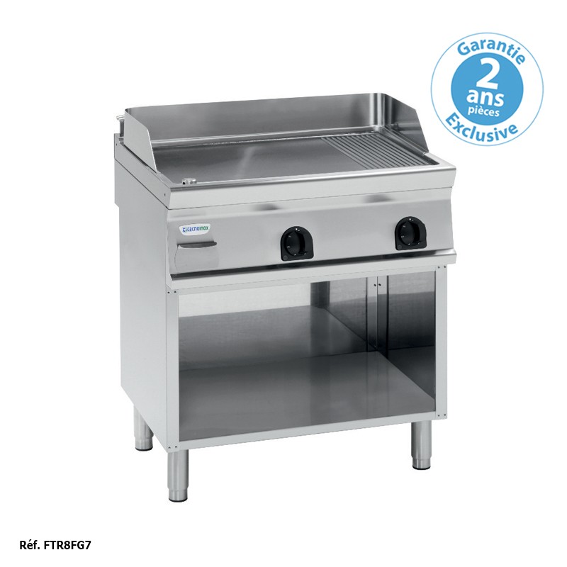 ÉLEMENT MONOBLOC  PLAQUE À SNACKER LISSE - SUR PLACARD OUVERT - DOUBLES - COMMANDES MÉCANIQUES - GAZ