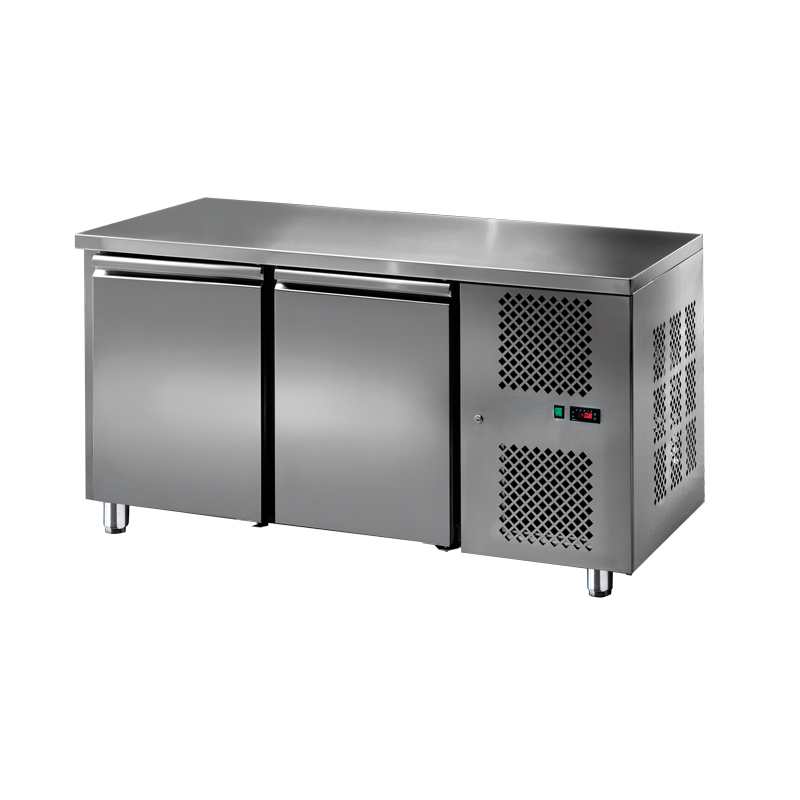 TABLE RÉFRIGÉRÉE INOX - 2 PORTES - POSITIVE 0°C/+10°C
