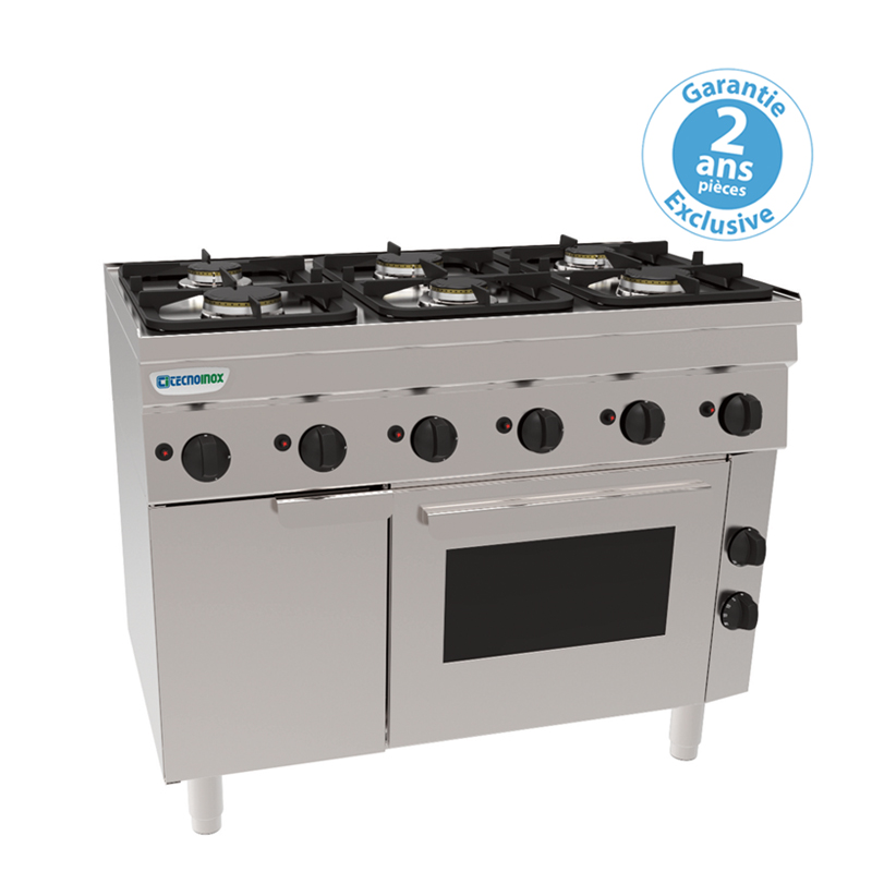 FOURNEAU 6 FEUX  GAZ SUR FOUR  ÉLECTRIQUE + PLACARD - GAMME 600