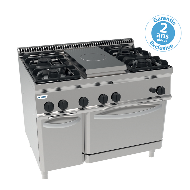FOURNEAU 4 FEUX + 1/2 CDF SUR FOUR GAZ + PLACARD