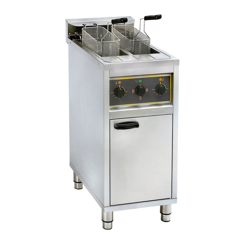 FRITEUSE SUR COFFRE ELECTRIQUE AVEC VIDANGE 2 X 10 LITRES 2 X 6 KW