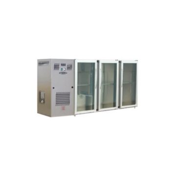 ARRIÈRE BAR INOX 3 PORTES VITRÉES LARGES
