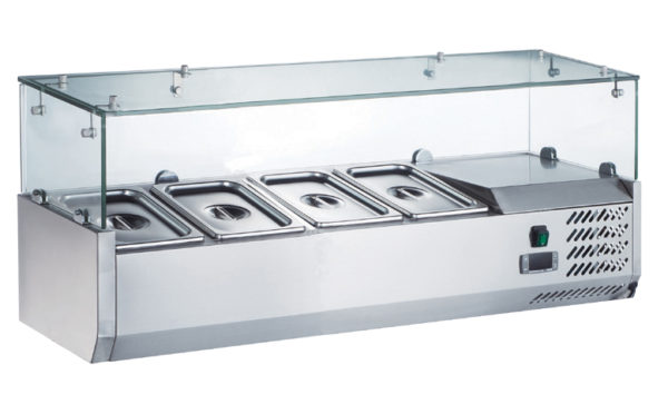 VITRINE POUR 5 BACS GN 1/4 - VITRAGE DROIT