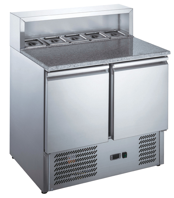 TABLE À PIZZA INOX - PROF 700 - GN 1/1 - 2 PORTES