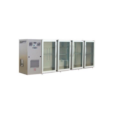 ARRIÈRE BAR INOX 4 PORTES VITRÉES LARGES